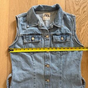 ZARA Denim Button-Down Mini Dress | Belted Waist & Pockets | Size L